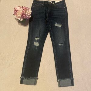 KANCAN NWT Size 11/29 High Rise Ankle Skinny Distressed Blue Jeans